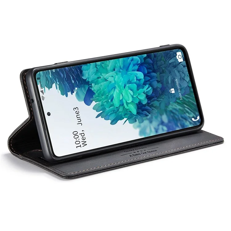 Autspace A01 -serie Für Samsung Galaxy S20 fe 4G/5G/S20 Lite/S20 Fan Edition 4G/5G/S20 fe 2022 Magnetic Closure Shell, Retro Matte PU Leder -brieftasche Flip Ständer Mit RFID -blockierung - Schwarz