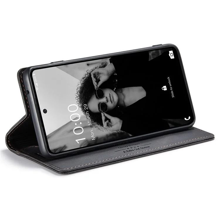 AUTSPACE A01 Series per Samsung Galaxy A52 4G/5G/A52s 5G Custodia in Pelle PU RFID Blocking Wallet Flip Stand - Nero