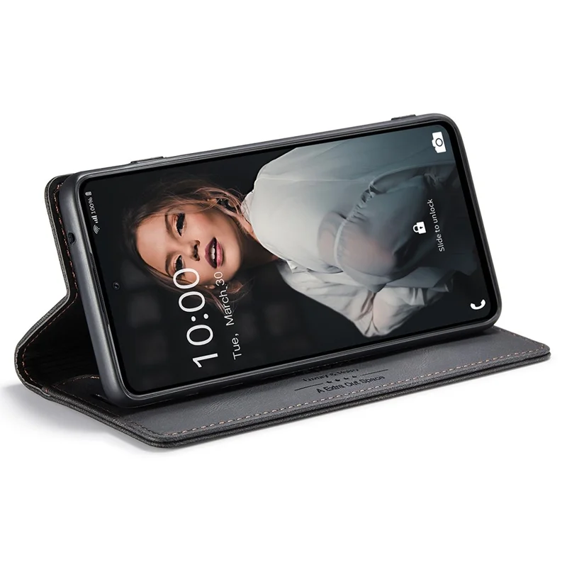 AUTSPACE A01 Series for Samsung Galaxy A72 4G/5G PU Leather Case RFID Blocking Wallet Flip Stand Cover - Black