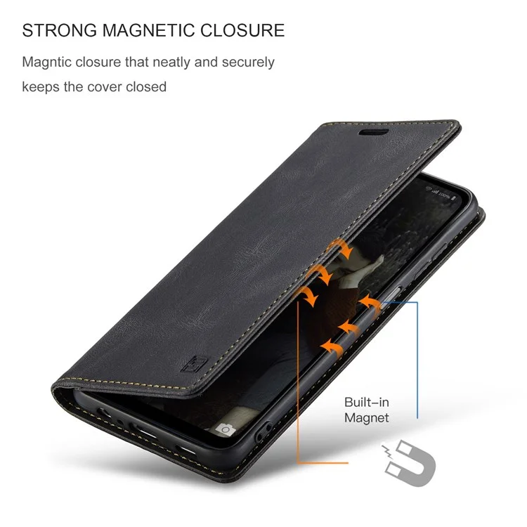 Autspace A01 -serie Für Samsung Galaxy A32 5G/M32 5G PU Leder -hülle RFID Blockierende Vintage Wallet Stand Flip Cover - Schwarz