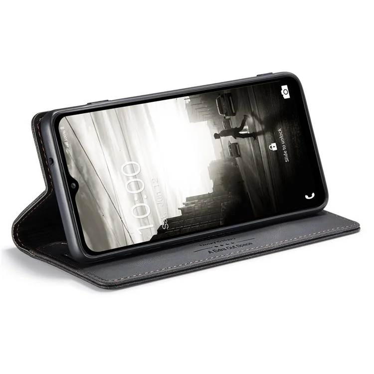 Autspace A01 -serie Für Samsung Galaxy A13 5G / A04s 4G (164,7 X 76,7 X 9,1 Mm) PU Lederpuppe RFID Blocking Wallet Ständer Flip Cover - Schwarz