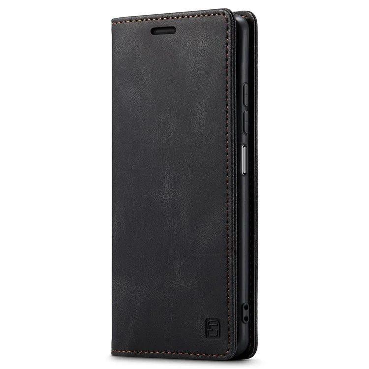 Autspace A01 -serie Für Samsung Galaxy A22 5G (EU -version) PU -leder -schutzhülle, Wirkungsbeständige RFID -blockierungsmagnetverschluss Vintage Frosted Wallet Ständer Flip Cover - Schwarz