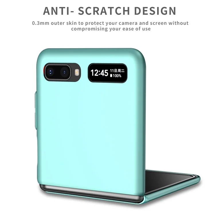 For Samsung Galaxy Z Flip 5G Hard PC Folding Mobile Phone Case Rotatable Metal Ring Kickstand Anti-fall Shell - Sky Blue