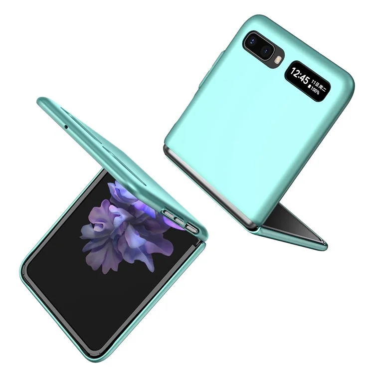 Pour Samsung Galaxy Z Flip 5G PC Hard Pliant Pliant Téléphone Mobile Rotation Metal Metal Kickstand Shell Anti-fall - Bleu Ciel