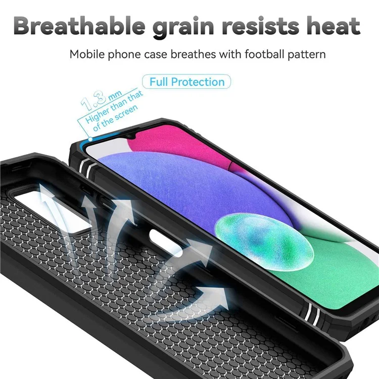 For Samsung Galaxy A03s (164.2 x 75.9 x 9.1mm) Ring Kickstand Phone Case Anti-fall Protection Hard PC + TPU Shell with Slide Camera Protection Cover - Black