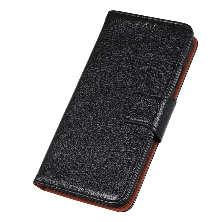 For Samsung Galaxy M33 5G (Global Version) Split Leather Cell Phone Flip Case Drop Resistant Nappa Texture Stand Wallet Magnetic Cover - Black