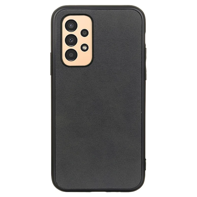 For Samsung Galaxy A13 4G Protective Case, Textured PU Leather Coated TPU + PC Phone Cover - Black