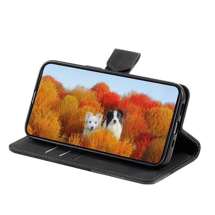 TTUDRCH 004 Bolsa de Concha de Teléfono Móvil Estilo de Empalme Para Samsung Galaxy S22+ 5G, Función de Bloqueo de RFID de Protección Completa Feeling PU Leather Phone Cover Cover - Negro