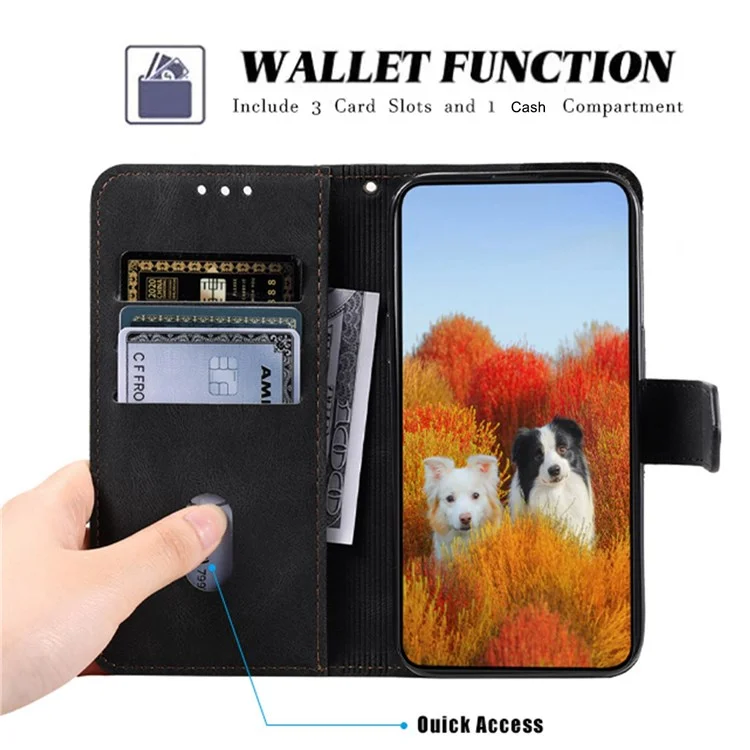 TTUDRCH 004 Bolsa de Concha de Teléfono Móvil Estilo de Empalme Para Samsung Galaxy S22+ 5G, Función de Bloqueo de RFID de Protección Completa Feeling PU Leather Phone Cover Cover - Negro