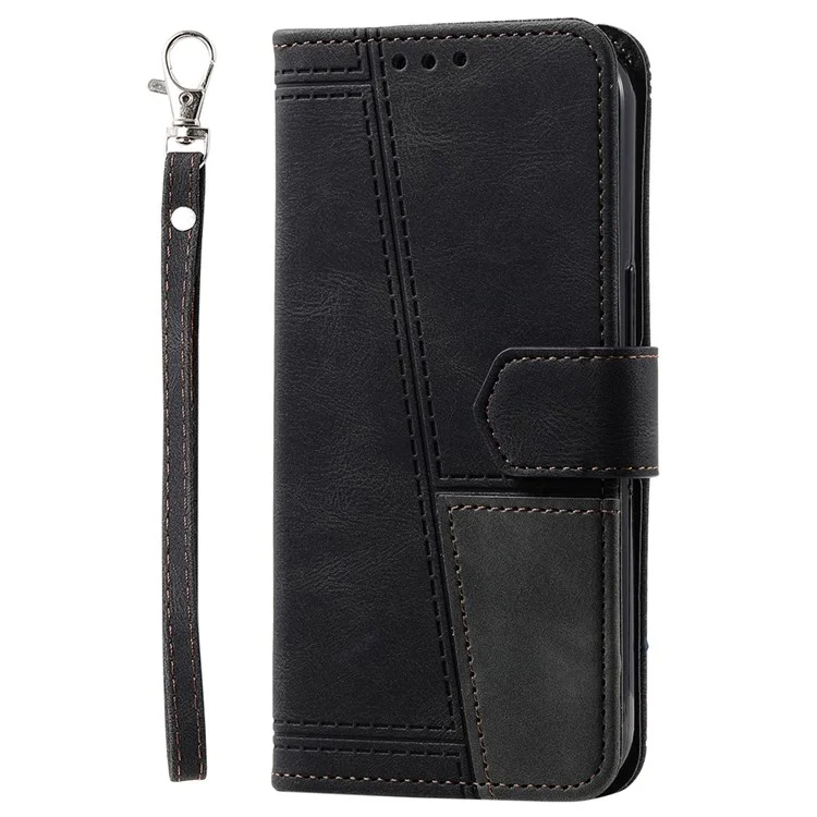 TTUDRCH 004 Bolsa de Concha de Teléfono Móvil Estilo de Empalme Para Samsung Galaxy S22+ 5G, Función de Bloqueo de RFID de Protección Completa Feeling PU Leather Phone Cover Cover - Negro