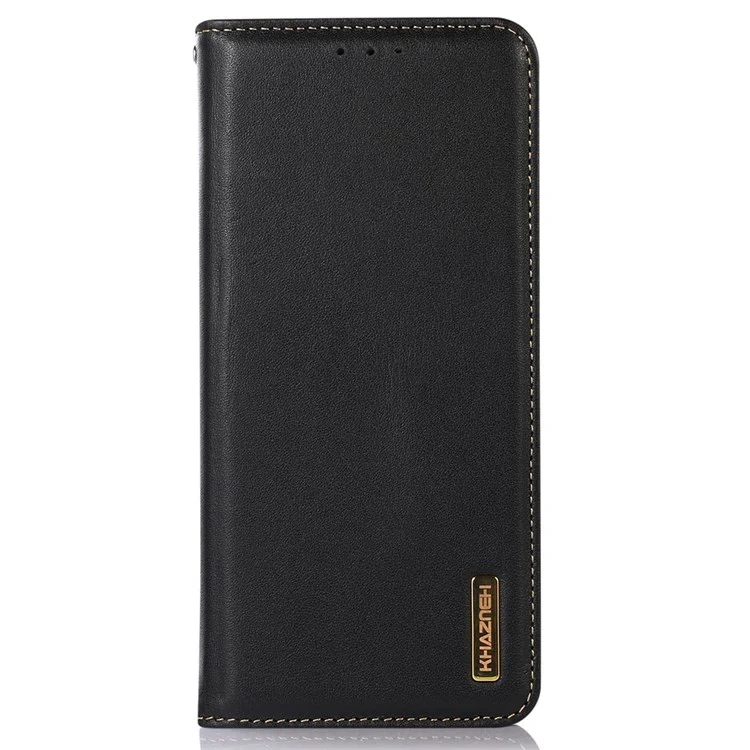 Khazneh Case de Teléfono a Prueba de Choque Para Samsung Galaxy A33 5G Case de Cuero Texturizado Genuino Protectora Folio Folio Flip Soporte de Cierre Magnético Con Billetera - Negro