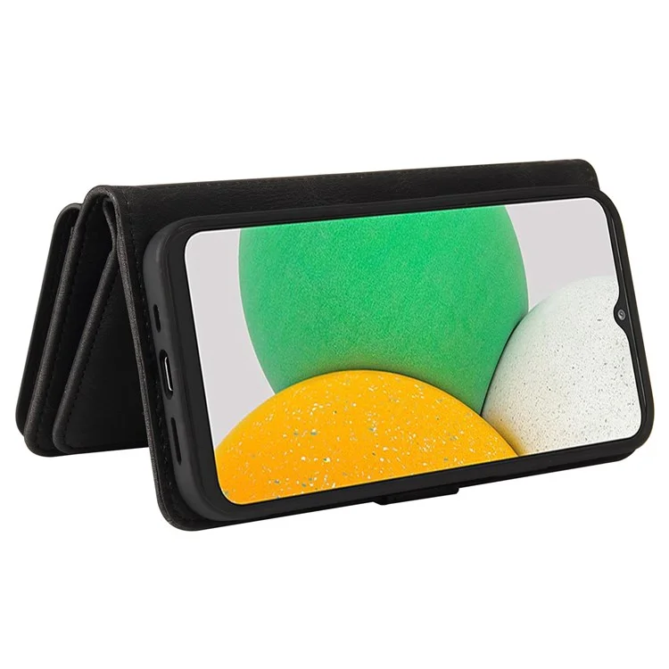 Para Samsung Galaxy A03 Core KT Multifuncional Serie-2 Ranuras Múltiples Ranuras Con Cremallera pu pu Cuero Funda Folio Folio Flip Cubierta Protectora - Negro