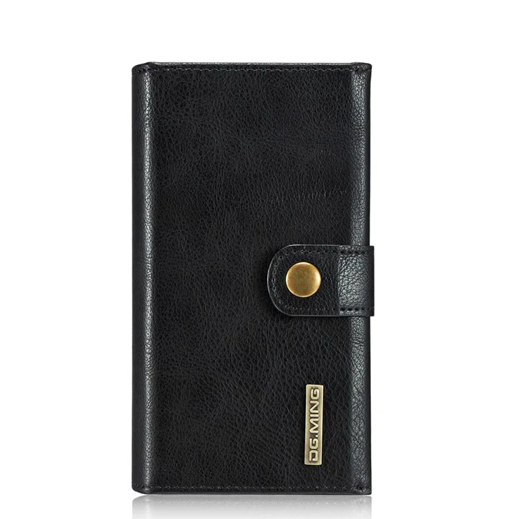 DG.MING Split Leather Multi-slot Wallet + Removable PC Case for Samsung Galaxy S7 G930 - Black
