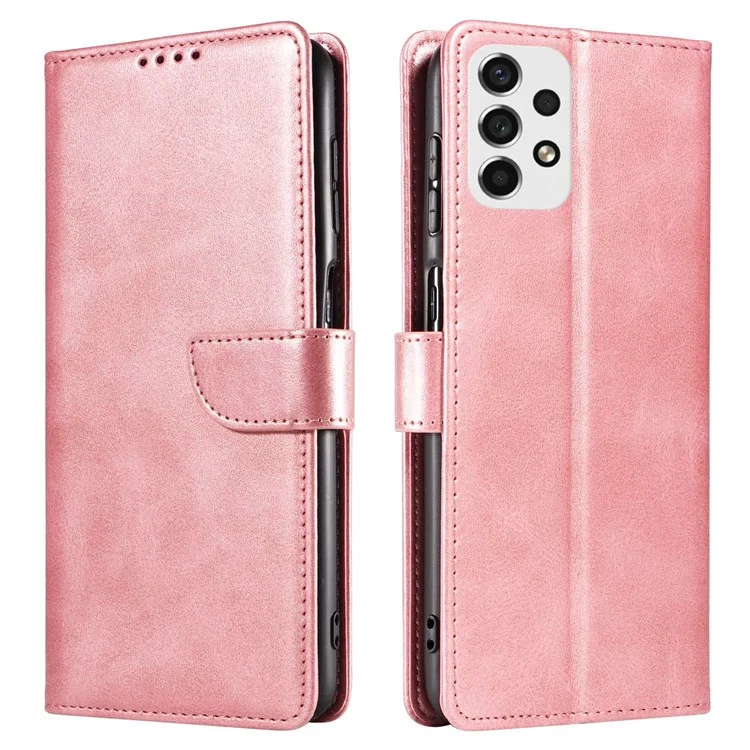 For Samsung Galaxy A53 5G PU Leather with TPU Inner Cover Magnetic Buckle Viewing Stand Flip Wallet Case - Rose Gold