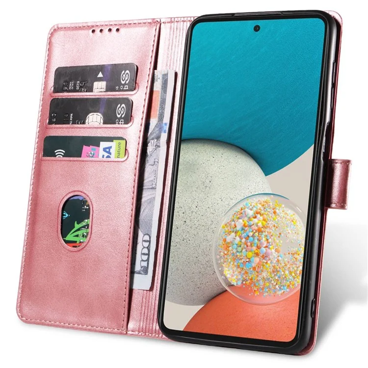 For Samsung Galaxy A53 5G PU Leather with TPU Inner Cover Magnetic Buckle Viewing Stand Flip Wallet Case - Rose Gold