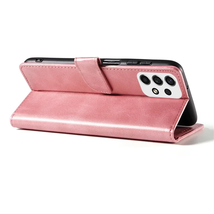 For Samsung Galaxy A53 5G PU Leather with TPU Inner Cover Magnetic Buckle Viewing Stand Flip Wallet Case - Rose Gold