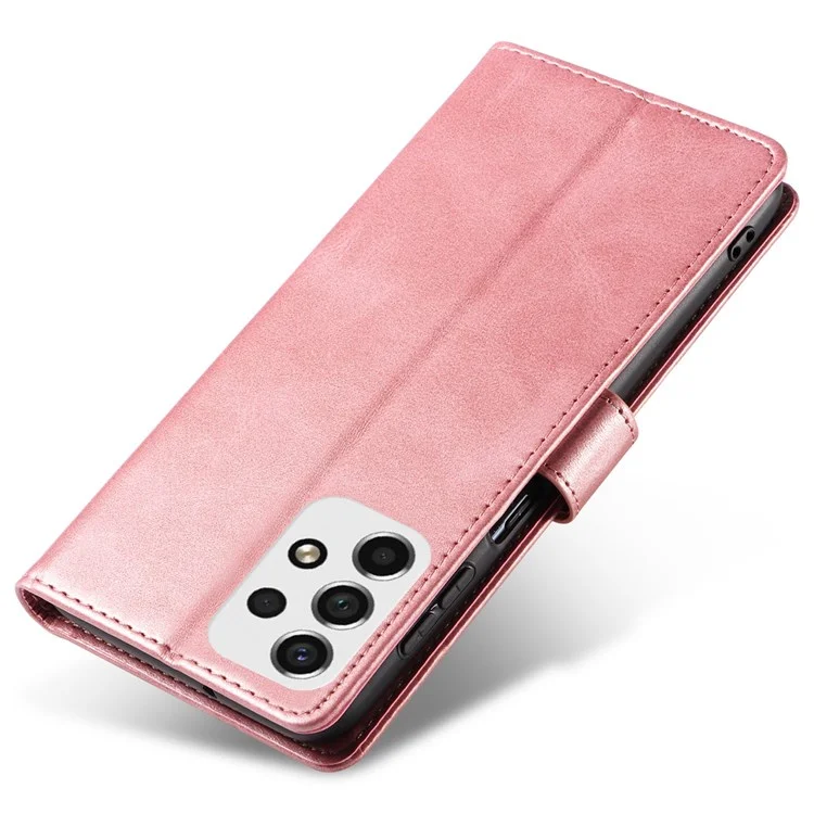 For Samsung Galaxy A53 5G PU Leather with TPU Inner Cover Magnetic Buckle Viewing Stand Flip Wallet Case - Rose Gold