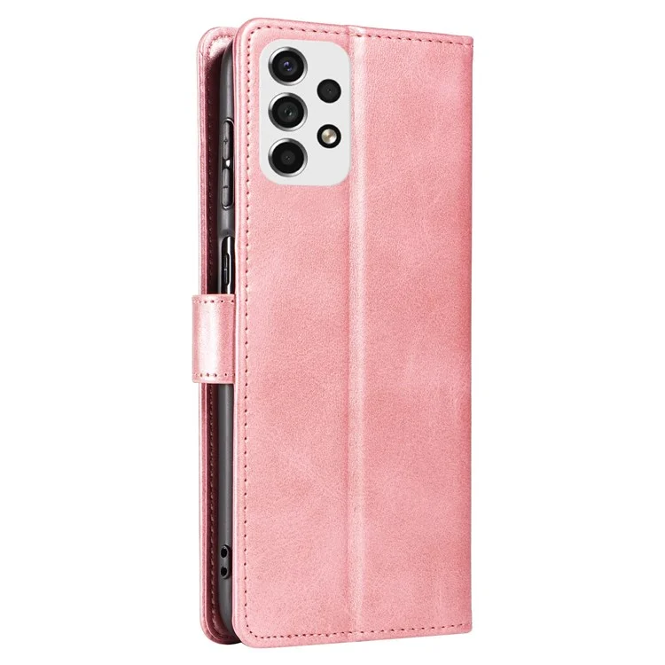 For Samsung Galaxy A53 5G PU Leather with TPU Inner Cover Magnetic Buckle Viewing Stand Flip Wallet Case - Rose Gold