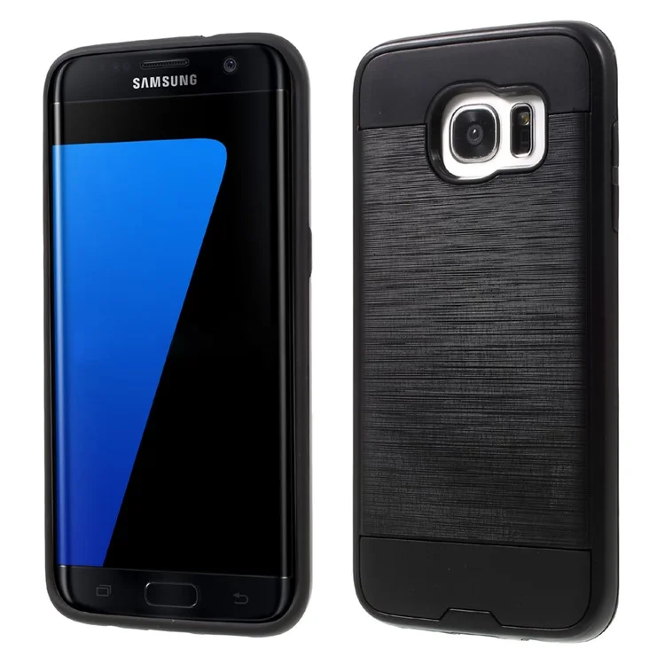 Brushed PC and TPU Hybrid Case for Samsung Galaxy S7 edge G935 - Black