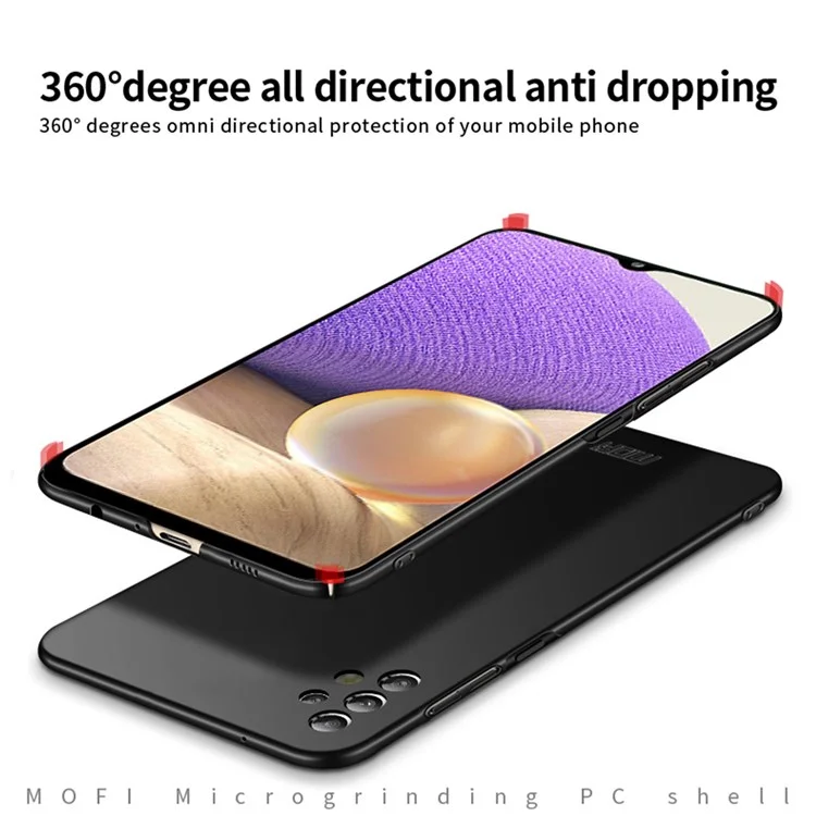 MOFI JK PC Series-1 Shield Phone PC Back Cover per Samsung Galaxy A32 5G/M32 5G, Custodia protettiva per telefono cellulare con superficie opaca e cinturino - Rosso