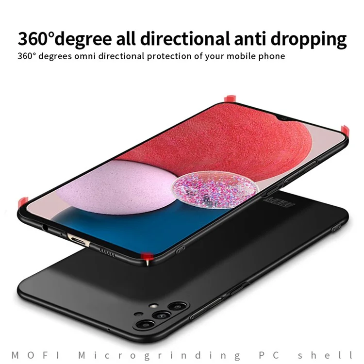 MOFI JK PC Series-1 Shield for Samsung Galaxy A13 4G Hard PC Cover Matte Finish Scratch-resistant Phone Case with Strap - Black