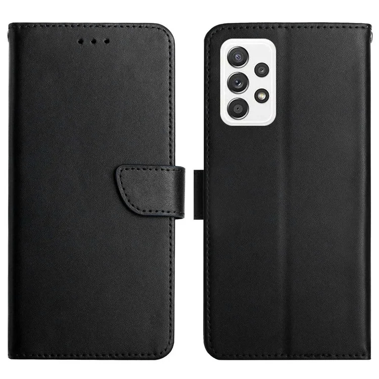 Pour Samsung Galaxy A23 4G (165,4 x 76,9 x 8,4 Mm) Ferme Magnétique Authentique en Cuir Nappa Nappa Portefeuille Book Flip Phone Case - le Noir
