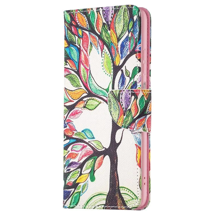 For Samsung Galaxy M53 5G Phone Case Pattern Printing PU Leather Wallet Stand Cover - Life Tree