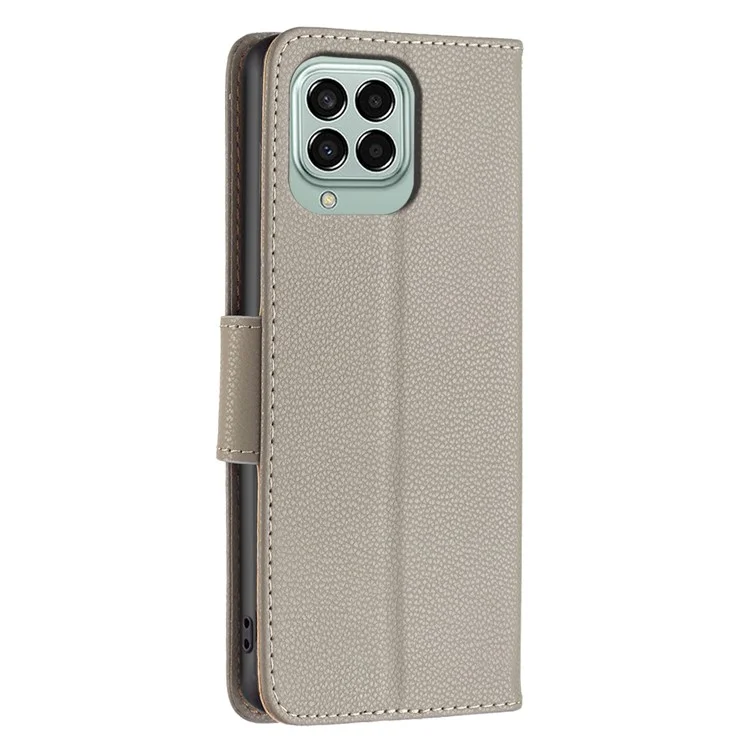 BF Кожа Серия-3 Для Samsung Galaxy M33 5G (Global Version) Litchi Texture Book Style Cover Cover с Кошельком Для Подставки - Серый