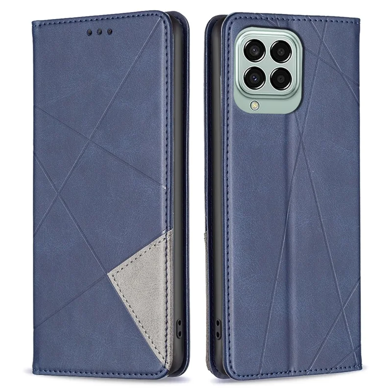 Funda de cuero para Samsung Galaxy M33 5G (Global) con soporte para tarjetas, diseño impreso y soporte para teléfono - Azul