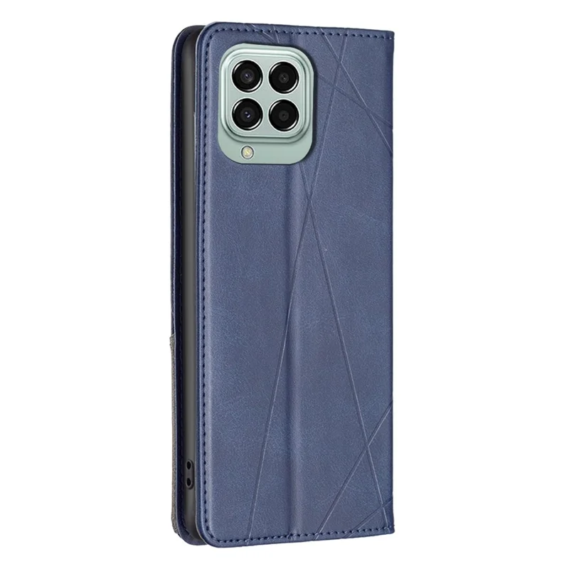 Funda de cuero para Samsung Galaxy M33 5G (Global) con soporte para tarjetas, diseño impreso y soporte para teléfono - Azul