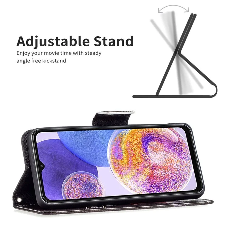 For Samsung Galaxy M33 5G (Global Version) Phone Case Pattern Printing PU Leather Wallet Stand Cover - Bear
