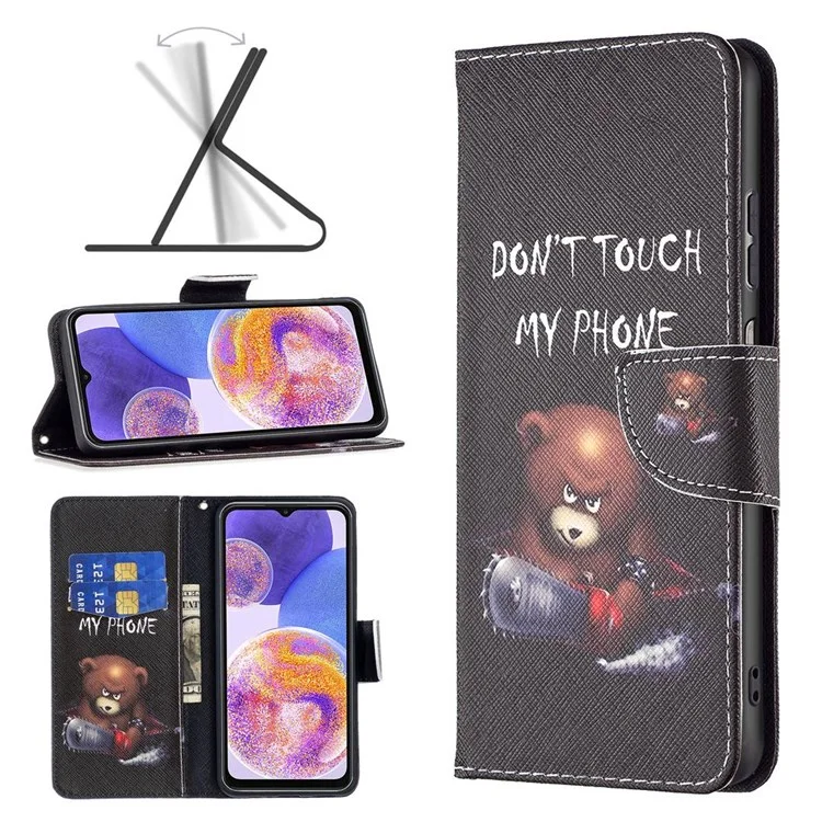 For Samsung Galaxy M33 5G (Global Version) Phone Case Pattern Printing PU Leather Wallet Stand Cover - Bear