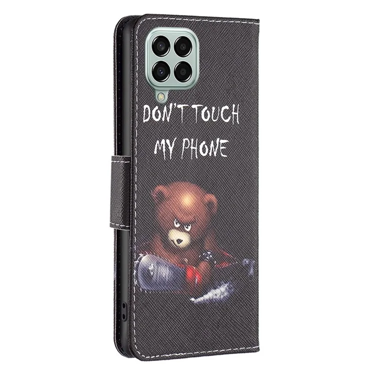 For Samsung Galaxy M33 5G (Global Version) Phone Case Pattern Printing PU Leather Wallet Stand Cover - Bear