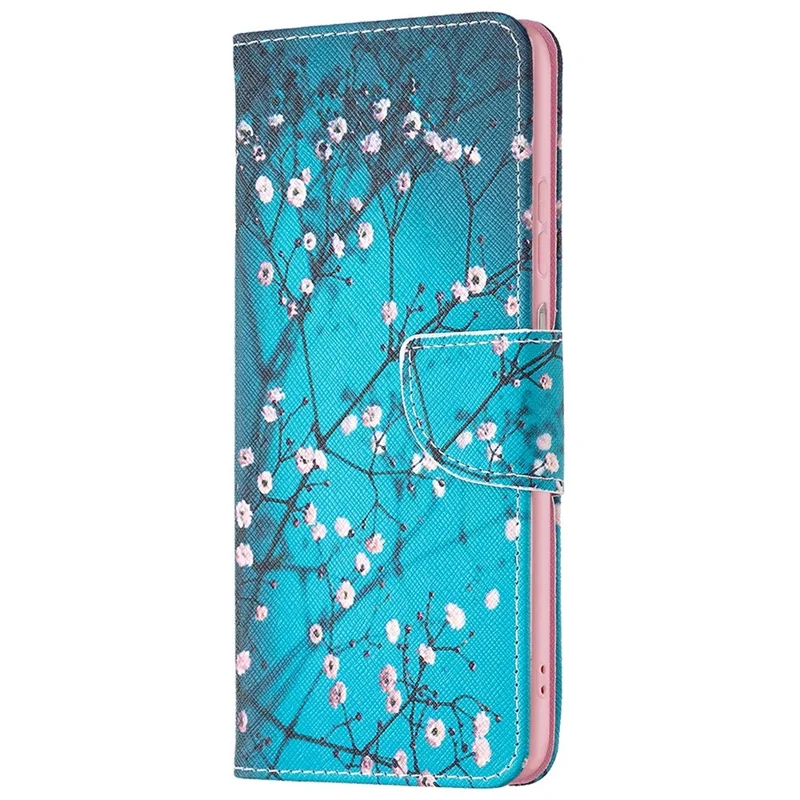 For Samsung Galaxy M33 5G (Global Version) Phone Case Pattern Printing PU Leather Wallet Stand Cover - Plum Blossom