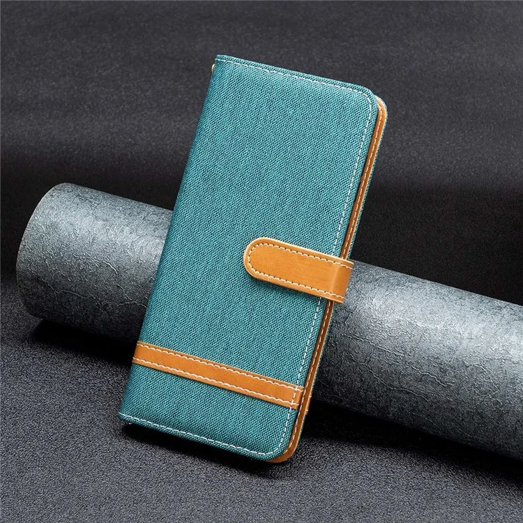 For Samsung Galaxy M23 5G / F23 5G Case Jeans Cloth Texture Leather Wallet Mobile Cover with Stand - Green