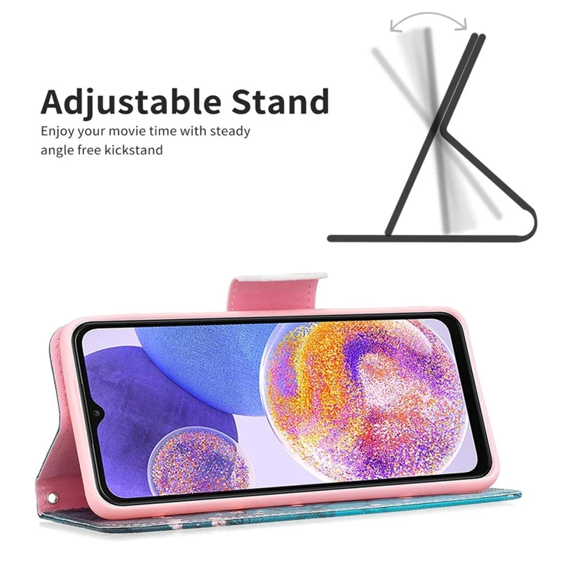 For Samsung Galaxy M23 / F23 5G Phone Case Pattern Printing PU Leather Wallet Stand Cover - Plum Blossom