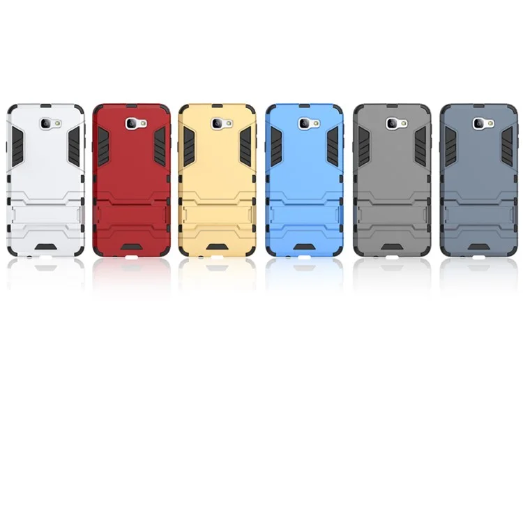 PC + TPU Hybrid Case with Kickstand for Samsung Galaxy J7 Prime / On7 (2016) - Silver