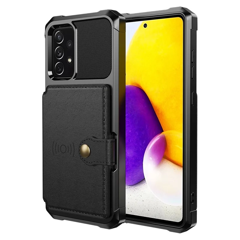 ZM03 Phone Case for Samsung Galaxy A53 5G TPU + PU Leather Wallet Anti-scratch Cell Phone Cover with Magnetic Metal Sheet - Black