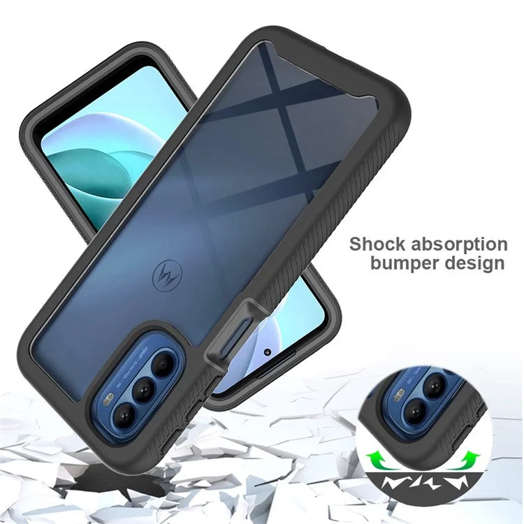Funda híbrida de 3 en 1 para Motorola Moto G51 5G, protección integral, resistente al desgaste, funda desmontable para teléfono móvil con protector de pantalla de PET - Azul oscuro