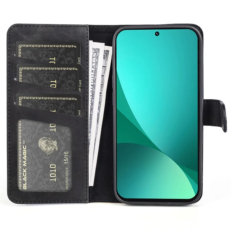 For Xiaomi 12/12X/12S 5G Magnetic Closure Folio Flip Shockproof Phone Cover Splicing Design Stand Function Leather Case with Wallet - Black