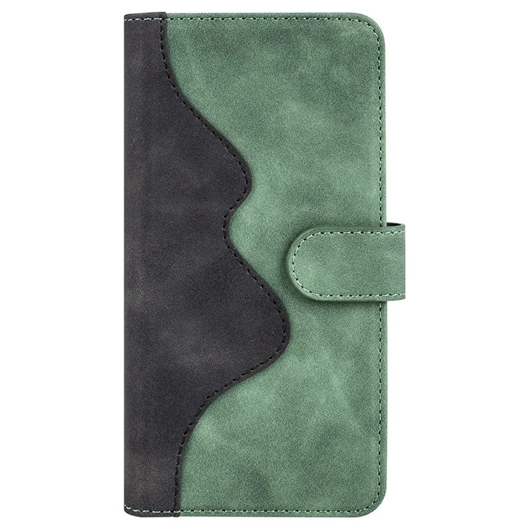 For Xiaomi 12/12X/12S 5G Magnetic Closure Folio Flip Shockproof Phone Cover Splicing Design Stand Function Leather Case with Wallet - Green