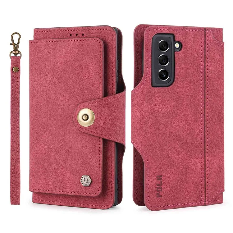 POLA Pour Samsung Galaxy S22 + 5G 010 Tocher Incorie 9 Sostes Carde PU Cuir de Téléphone Avec Support de Portefeuille et Bracelet de Bracelet Couvercle de Fermeture - Rouge