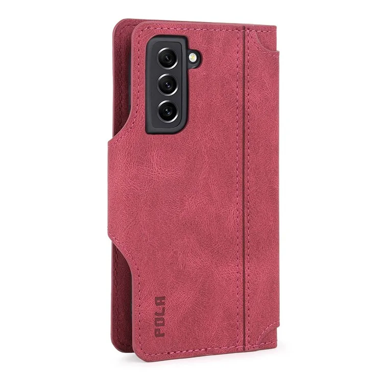 POLA Pour Samsung Galaxy S22 + 5G 010 Tocher Incorie 9 Sostes Carde PU Cuir de Téléphone Avec Support de Portefeuille et Bracelet de Bracelet Couvercle de Fermeture - Rouge
