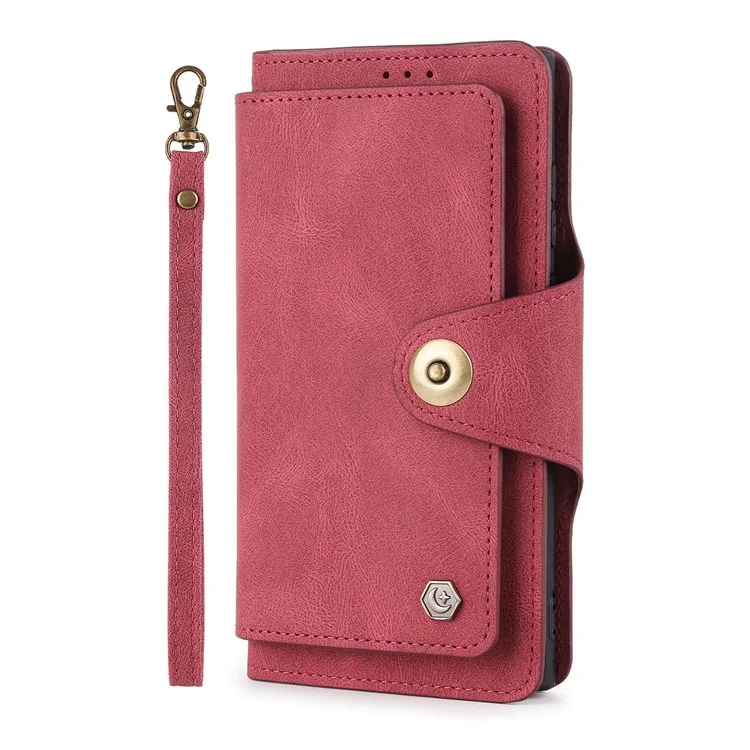 POLA Pour Samsung Galaxy S22 + 5G 010 Tocher Incorie 9 Sostes Carde PU Cuir de Téléphone Avec Support de Portefeuille et Bracelet de Bracelet Couvercle de Fermeture - Rouge