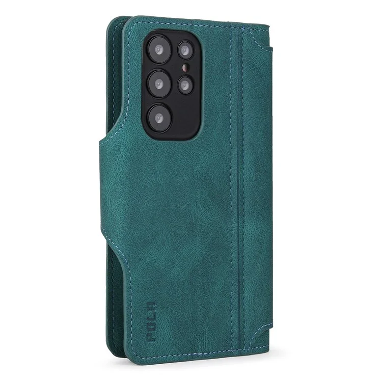 Pola Per Samsung Galaxy S22 Ultra 5G 010 Custodia Per Telefono in Pelle PU Anti-fall a 9 Schede Con Supporto Per il Portafoglio e Copertura Della Fibbia Del Cinturino da Polso - Blu