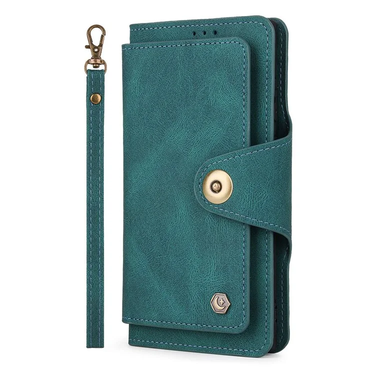 Pola Per Samsung Galaxy S22 Ultra 5G 010 Custodia Per Telefono in Pelle PU Anti-fall a 9 Schede Con Supporto Per il Portafoglio e Copertura Della Fibbia Del Cinturino da Polso - Blu