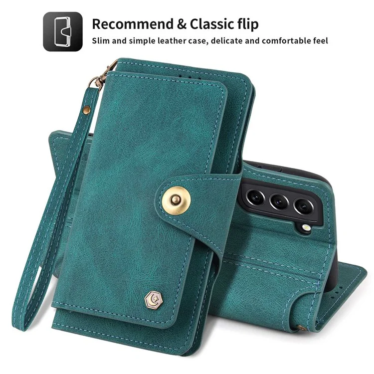 Pola Per Samsung Galaxy S22 5G 010 Resistente Alle Cadute a 9 Schede Custodia in Pelle PU Con Supporto Per il Portafoglio e Copertina di Chiusura Della Fibbia Del Cinturino da Polso - Blu