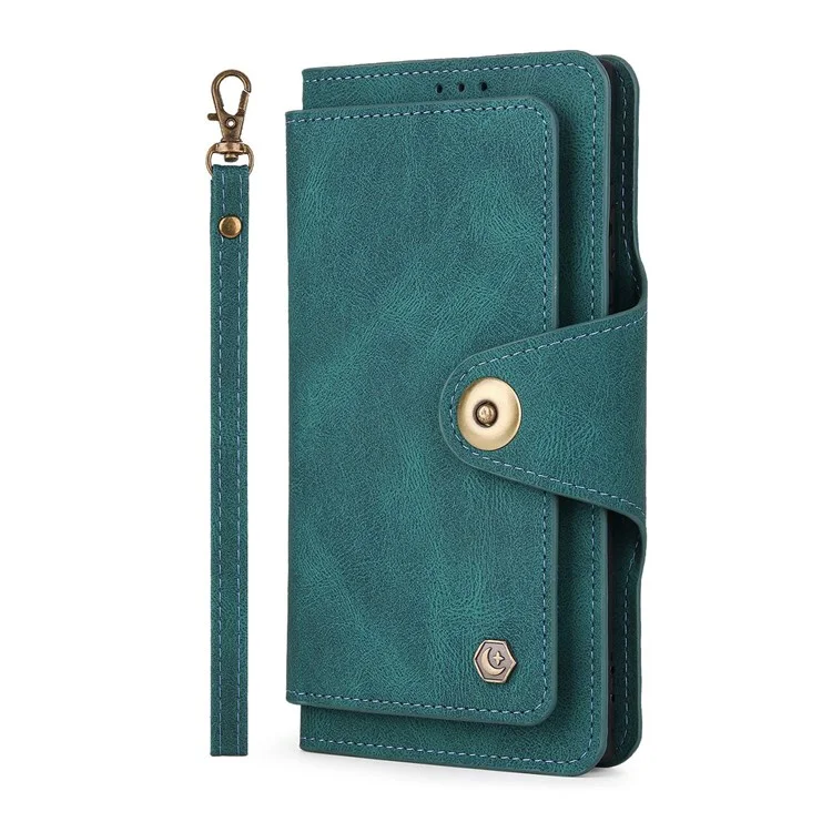 Pola Per Samsung Galaxy S22 5G 010 Resistente Alle Cadute a 9 Schede Custodia in Pelle PU Con Supporto Per il Portafoglio e Copertina di Chiusura Della Fibbia Del Cinturino da Polso - Blu