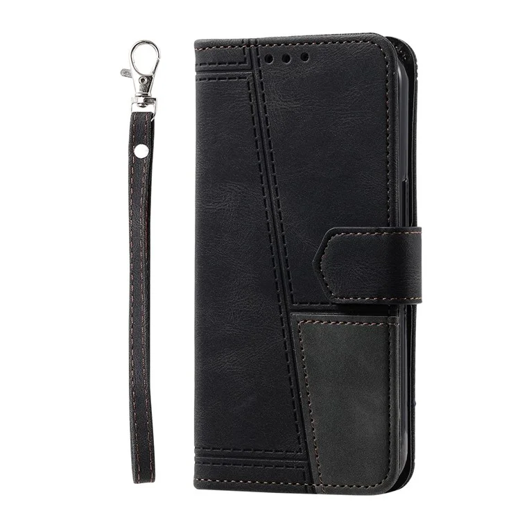 TTUDRCH pour Samsung Galaxy A20e 004 Étui portefeuille à peau tactile en cuir mélangé, protection RFID, support magnétique, protection anti-choc en TPU, étui à rabat avec dragonne - Noir