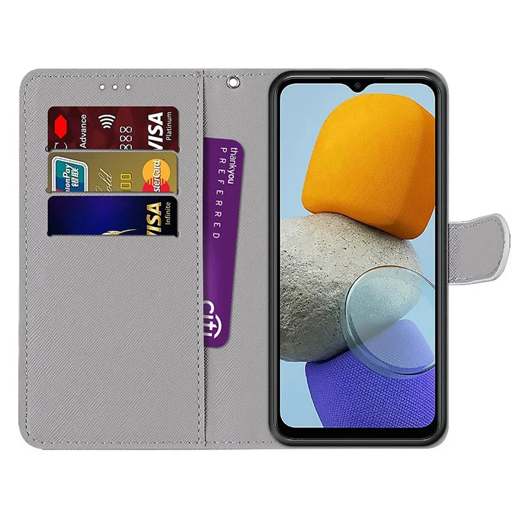 Capa de Couro PU com Impressão de Padrão Diferente para Samsung Galaxy M23 5G/F23 5G, Anti-Colisão e Resistente a Arranhões, Carteira com Suporte Dobrável - B17 Mármore Rosa